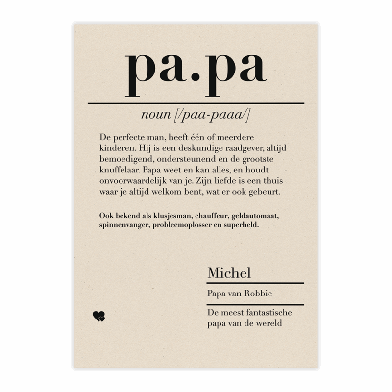 dictionary kaart papa
