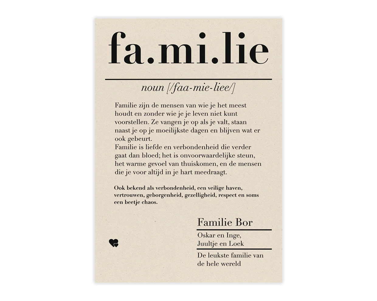 dictionary kaart familie