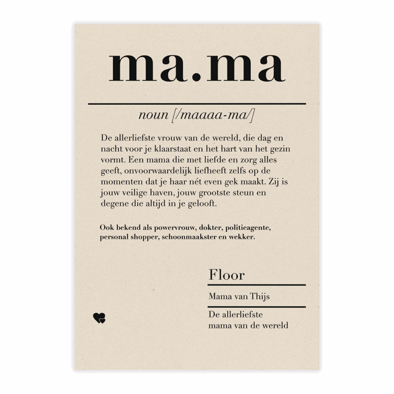 dictionary kaart mama