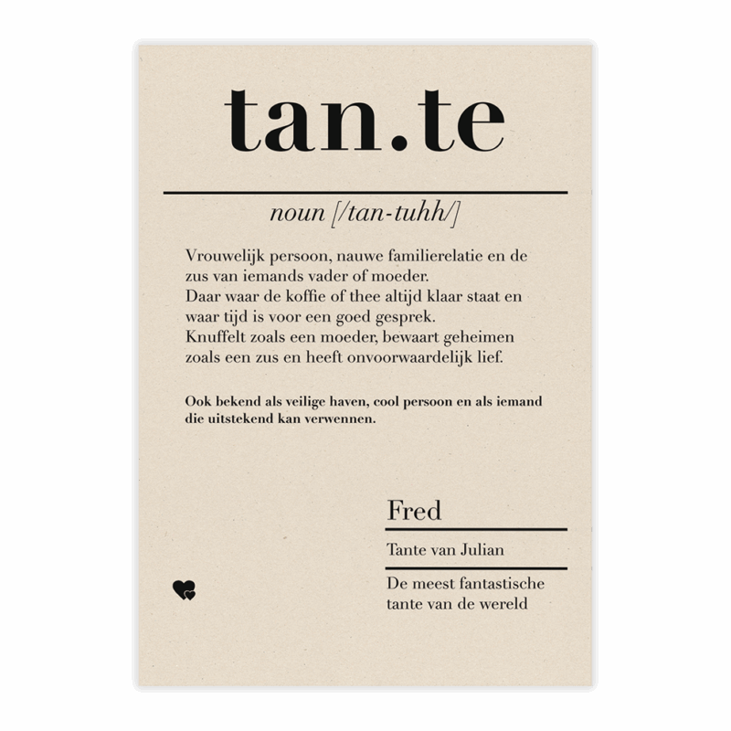 dictionary kaart tante