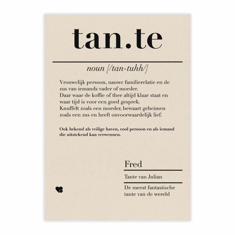 dictionary kaart tante