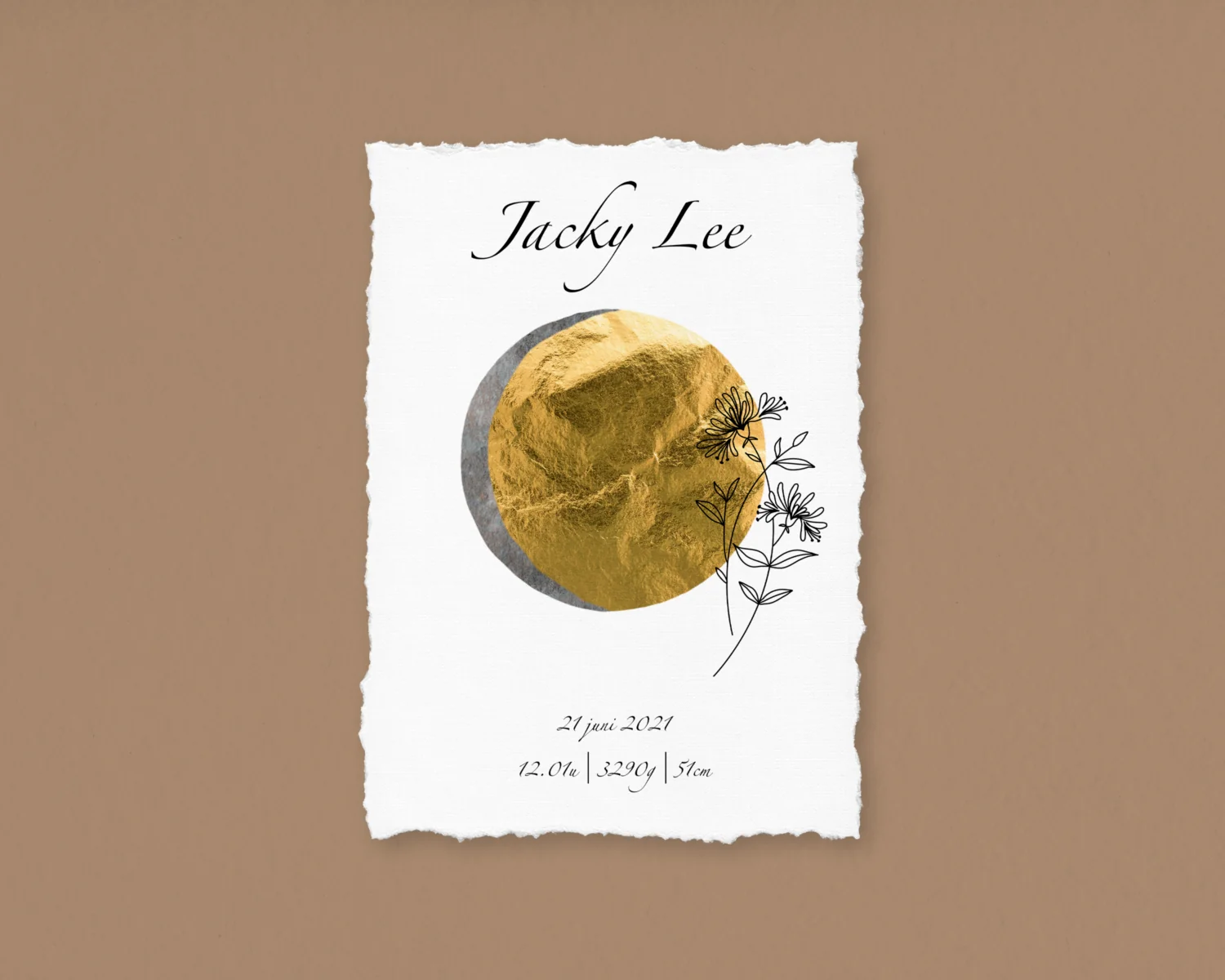 Geboorteposter maanstand in 23.5K goud 14 Geboorteposter maanstand in 23.5K goud