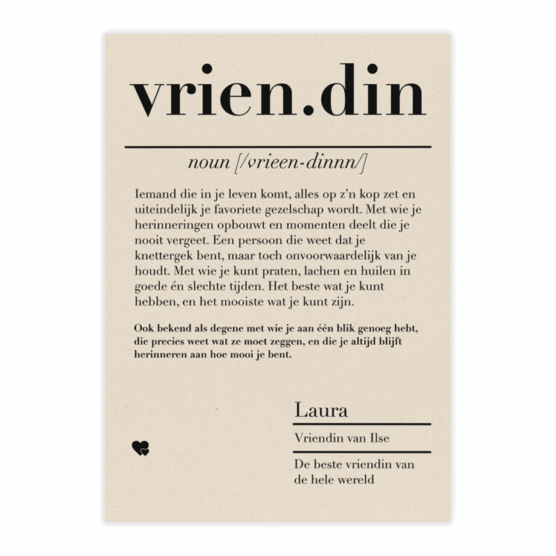 Dictionary kaart Vriendin