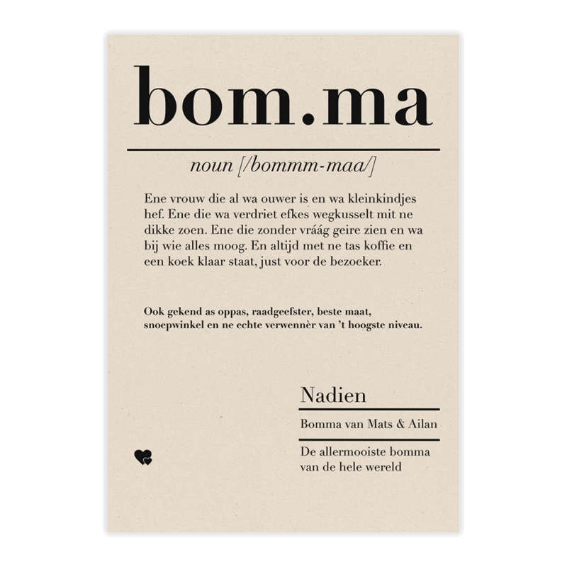 dictionary kaart bomma