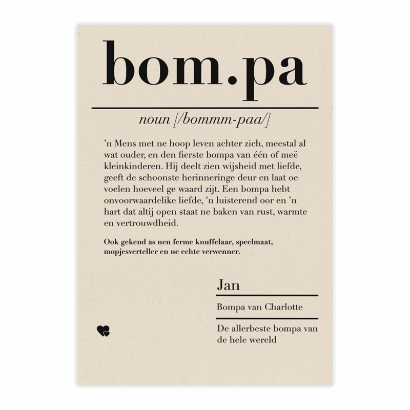 dictionary kaart bompa