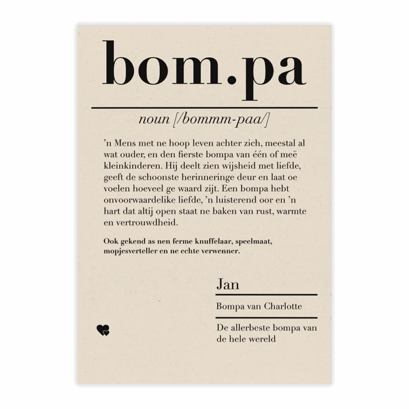 dictionary kaart bompa