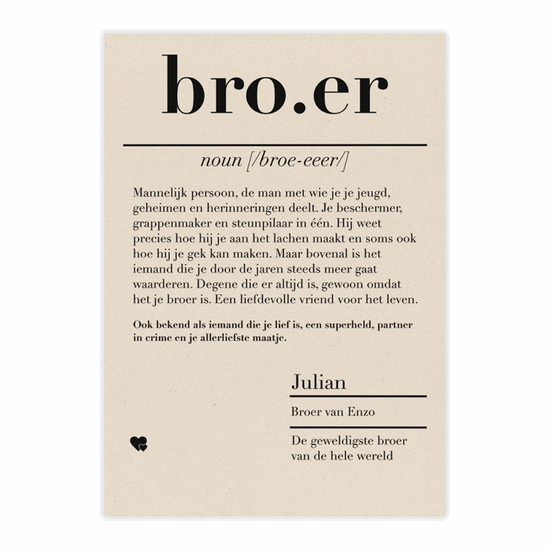 dictionary kaart broer