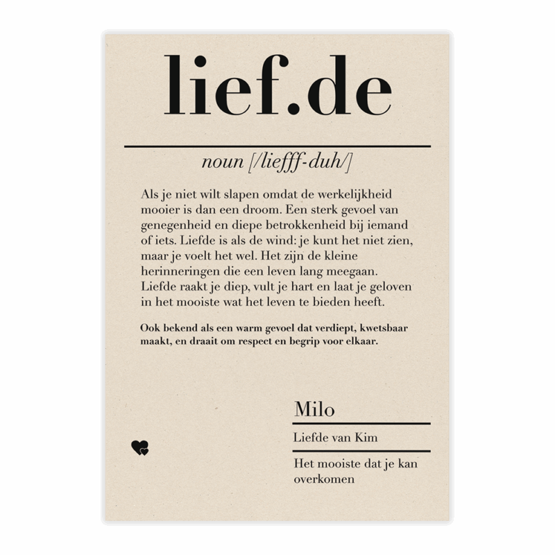 dictionary kaart liefde