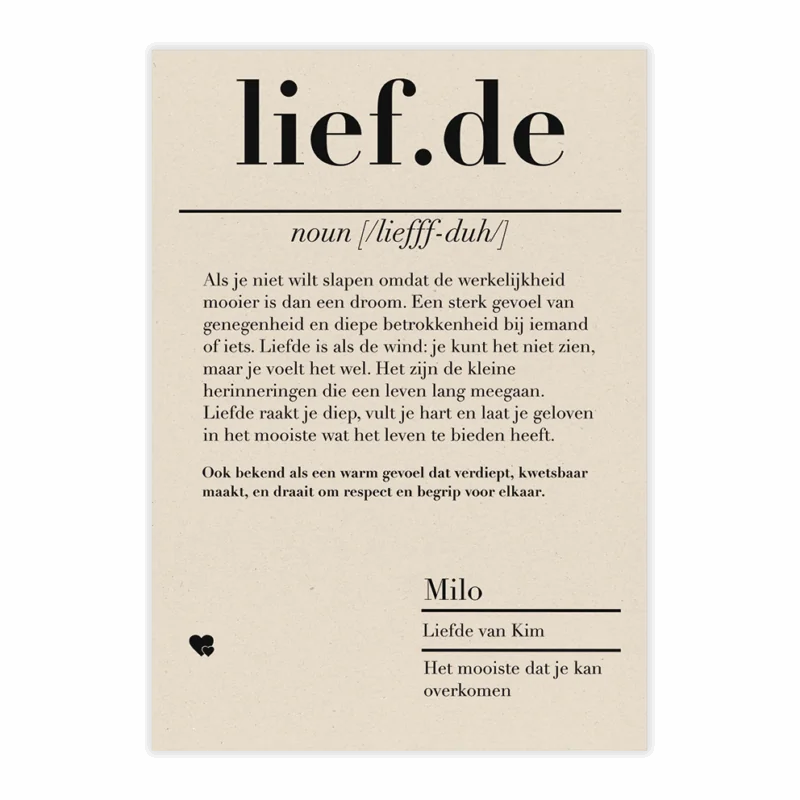 dictionary kaart liefde
