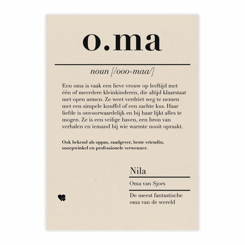 dictionary kaart oma