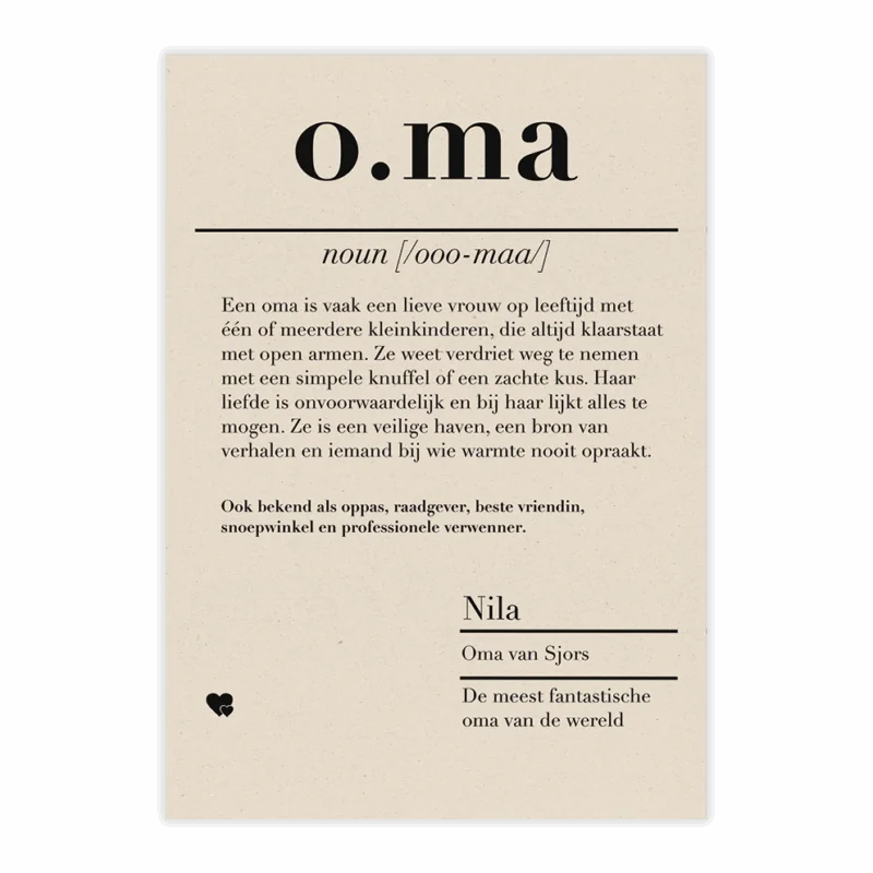 dictionary kaart oma