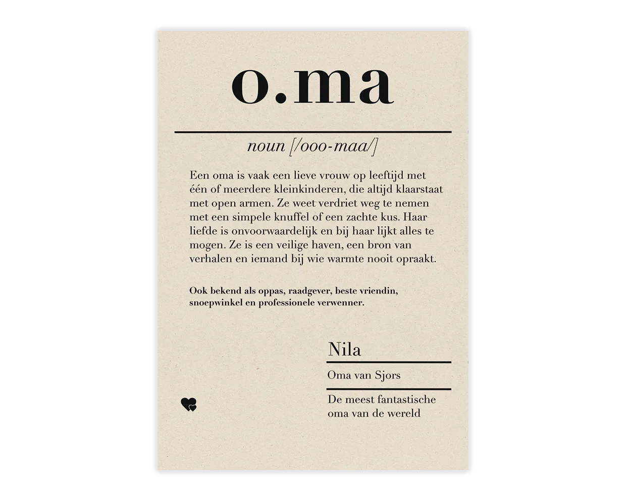 dictionary kaart oma