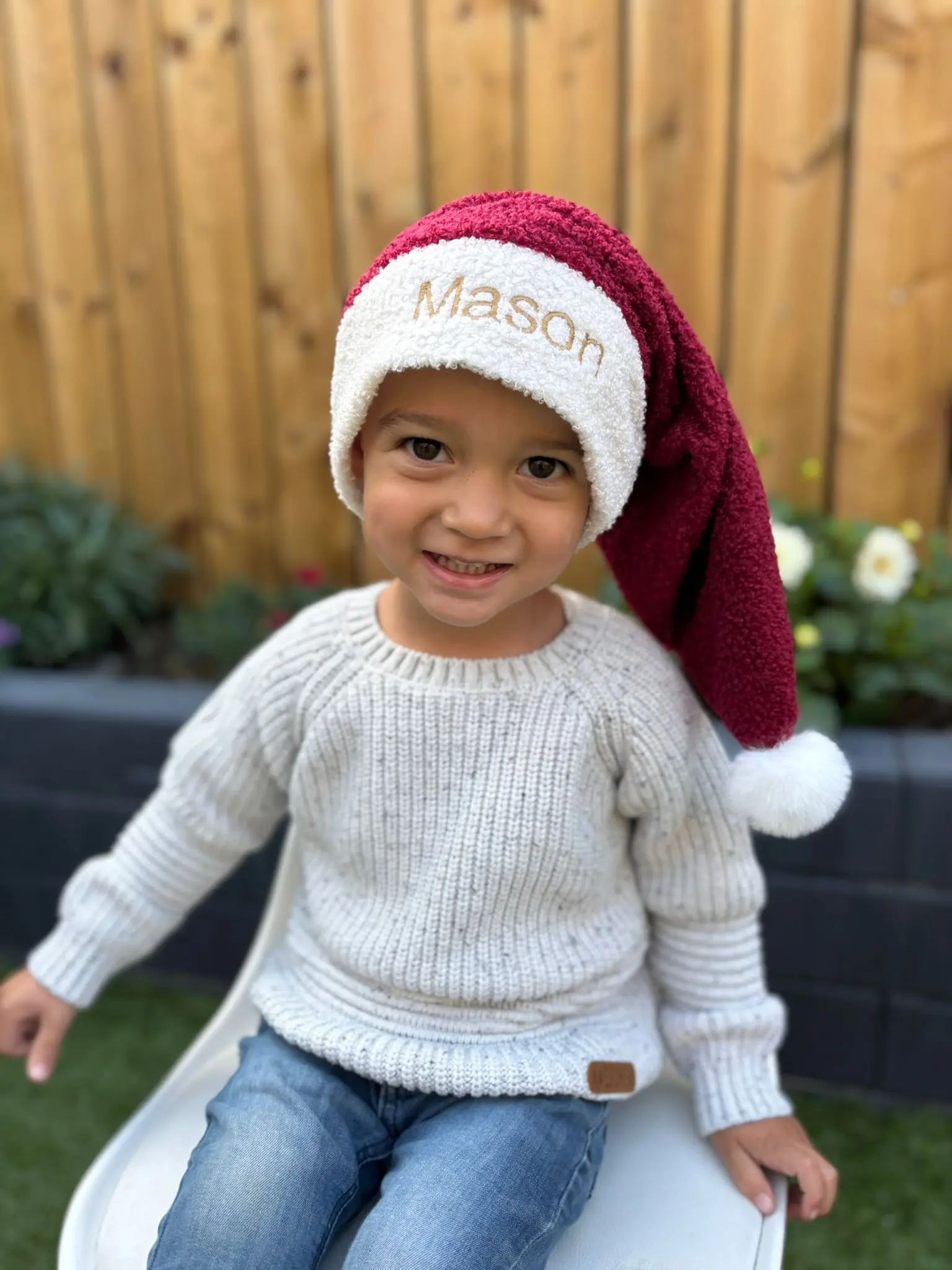Kerstmuts met naam rood