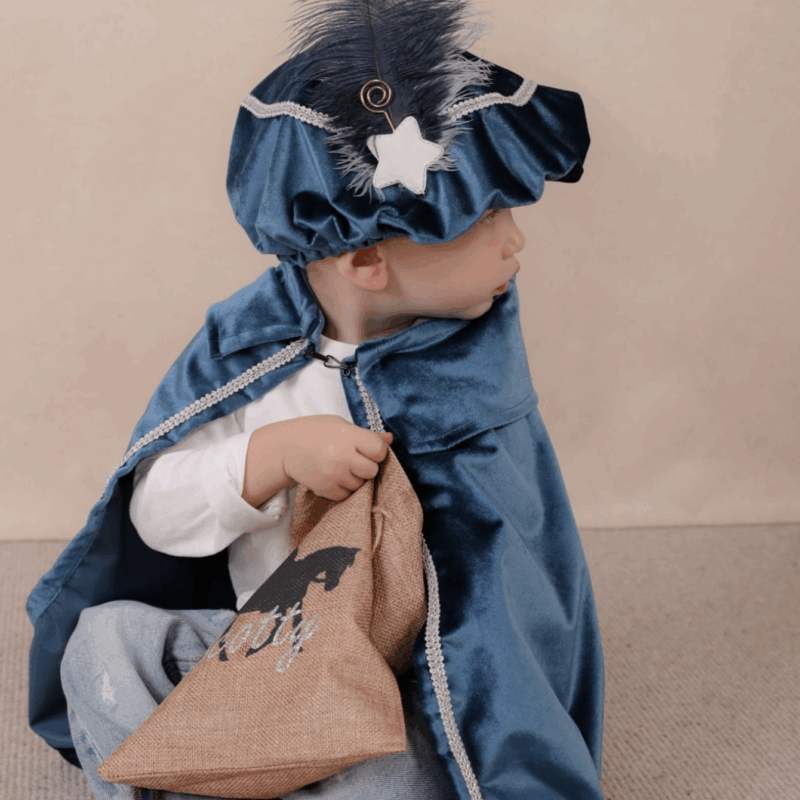 Luxe pietencape blauw met naam