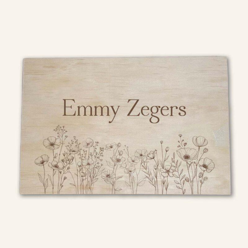 gegraveerde herinneringskist wildflowers