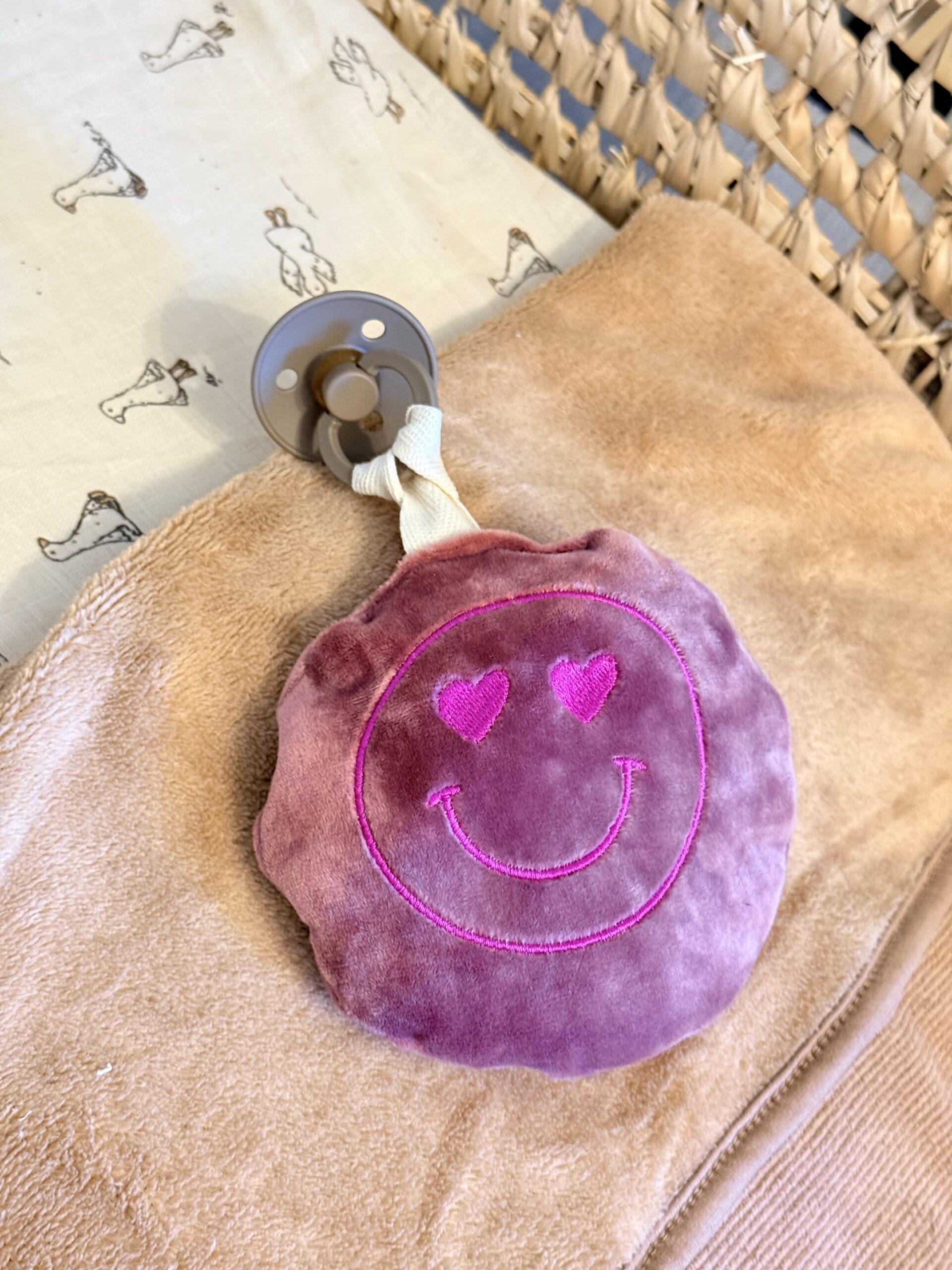 Speendoekje Smiley roze 1 Speendoekje Smiley roze