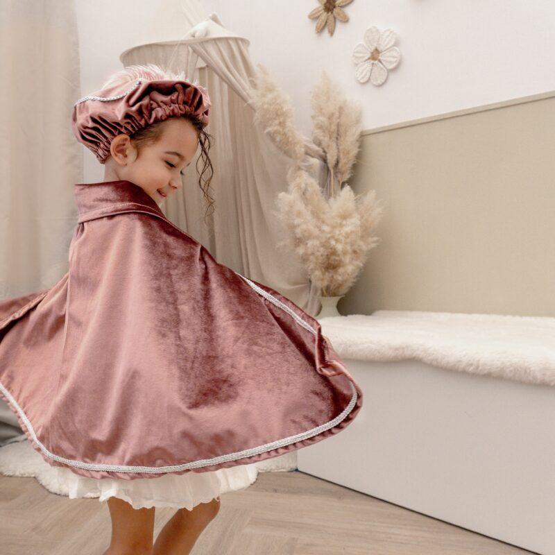 Luxe pietencape oud roze met naam
