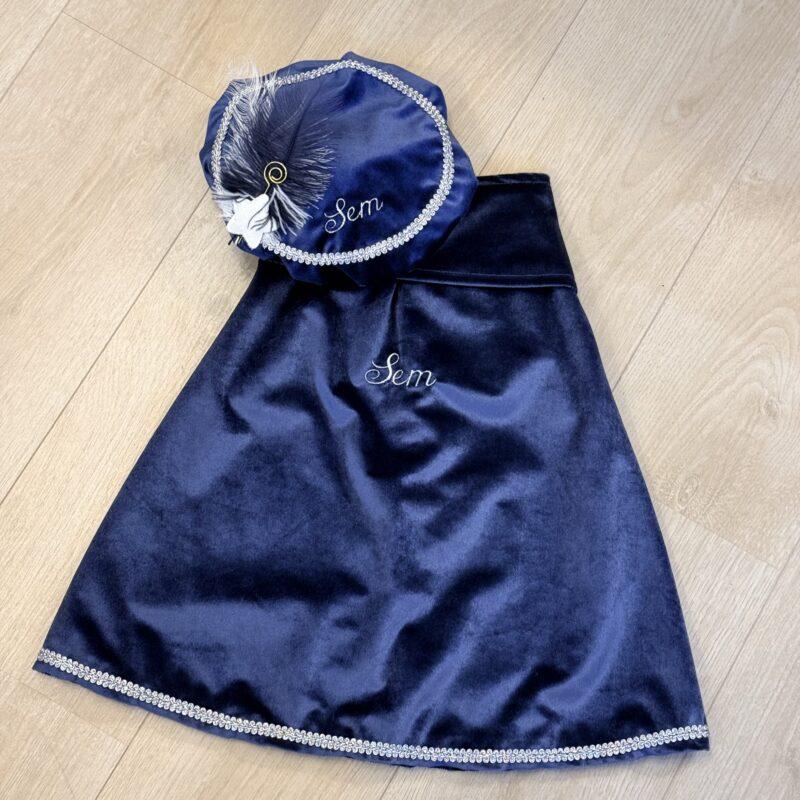 Luxe pietencape blauw met naam