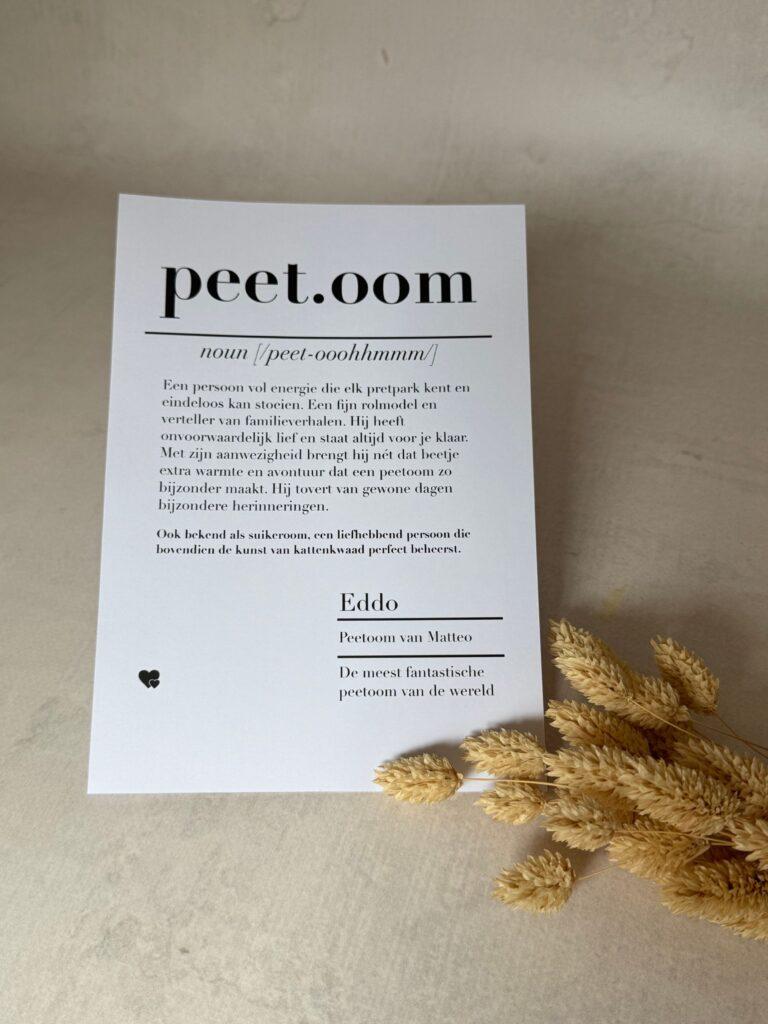 epersonaliseerde dictionary poster om peettante of meter te vragen
